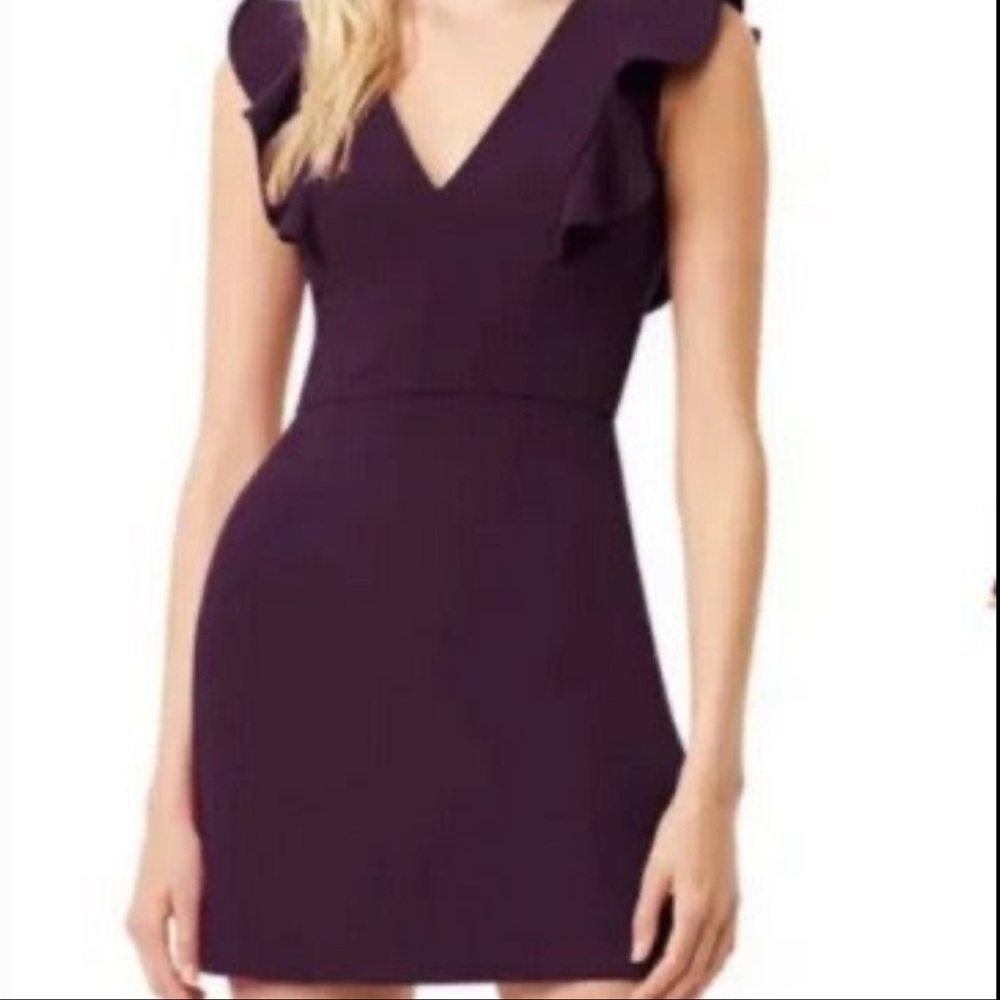 French Connection Whisper Ruffle V-Neck Dress Purple Size 10 New With Tags - Picture 1 of 14